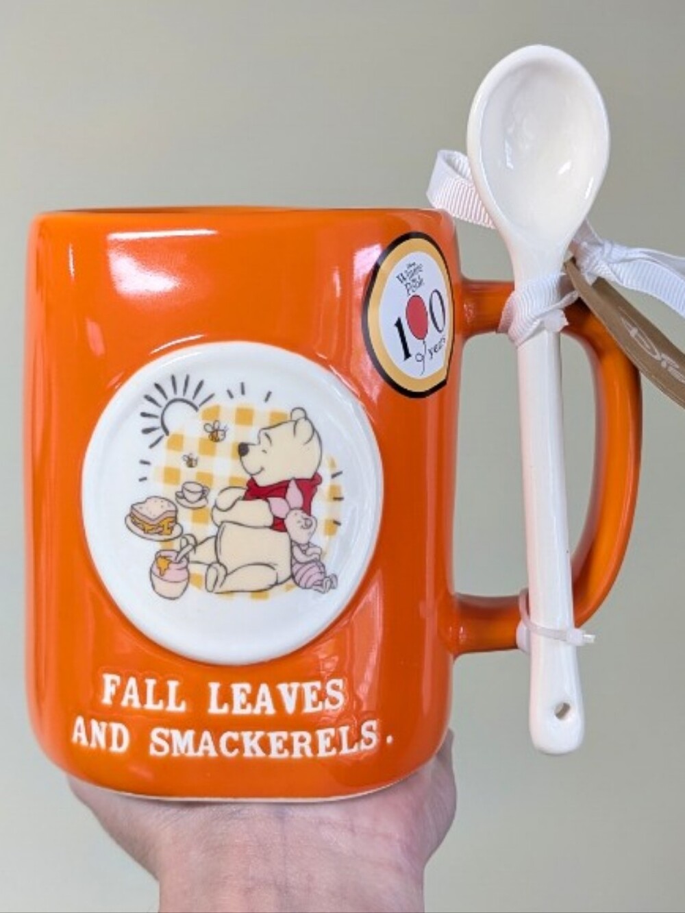 Rae Dunn x Disney Winnie The Pooh FALL LEAVES AND SMACKERELS Mug & Spoon Set 🍯